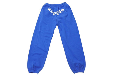 新品同様 Sp5der スパイダー スウェットパンツ サイズL ブルー 発泡プリント ブランドロゴ Young Thug 中古 63573