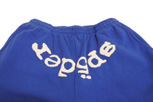 Load image into Gallery viewer, 新品同様 Sp5der スパイダー スウェットパンツ サイズL ブルー 発泡プリント ブランドロゴ Young Thug 中古 63573