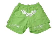 Load image into Gallery viewer, 極美品 Sp5der スパイダー ダブルレイヤード プリント ショートパンツ グリーン ナイロン クモ 蜘蛛 サイズL 中古 63578
