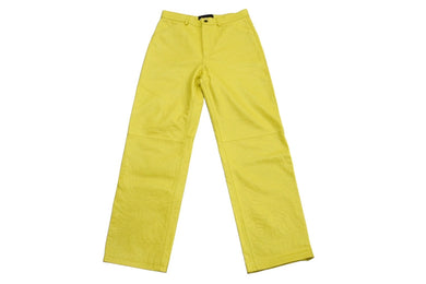 Sp5der スパイダー デボスウェブ レザーパンツ 24SS サイズ32 イエロー Young Thug 革 エンボス加工 美品 中古 63585