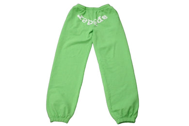 Sp5der スパイダー スウェットパンツ サイズS グリーン ホワイト 発泡プリント ブランドロゴ Young Thug 良品 中古 63586