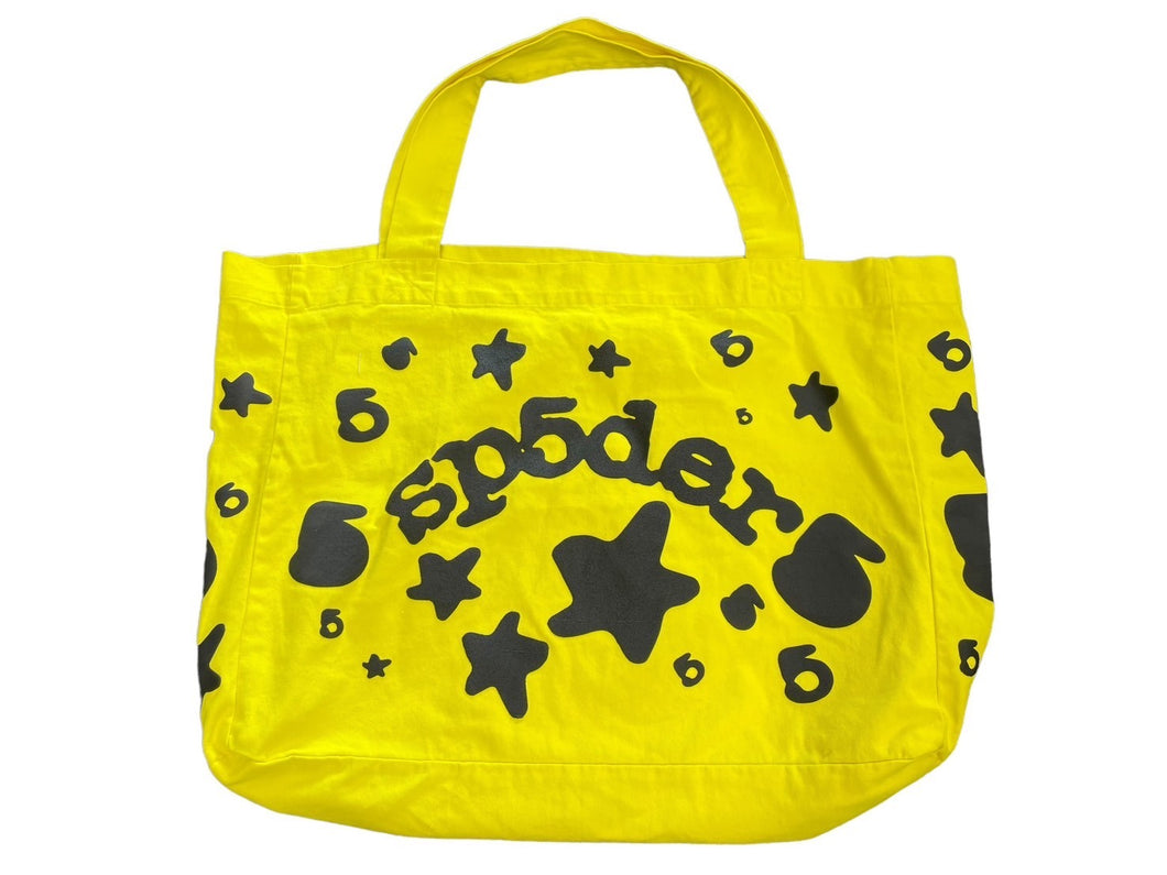 Sp5der スパイダー Beluga ベルーガ トートバッグ オレンジ 発泡プリント コットン 星モチーフ 良品 中古 63587