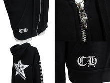 Load image into Gallery viewer, CHROME HEARTS クロムハーツ パーカー スタープリント ダガージップ コットン ブラック サイズS 美品 中古 63590