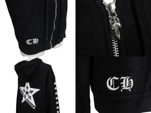 CHROME HEARTS クロムハーツ パーカー スタープリント ダガージップ コットン ブラック サイズS 美品 中古 63590
