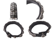Load image into Gallery viewer, CHROME HEARTS クロムハーツ ブレスレット ZERO STDS SNGL ROW ブラック シルバー アクセサリー レザー 美品 中古 63599