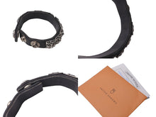 Load image into Gallery viewer, CHROME HEARTS クロムハーツ ブレスレット ZERO STDS SNGL ROW ブラック シルバー アクセサリー レザー 美品 中古 63599
