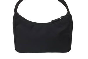 PRADA プラダ ハンドバッグ ホーボー MV515 トライアングルロゴ ブラック ナイロン シルバー金具 美品 中古 63601 