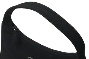 PRADA プラダ ハンドバッグ ホーボー MV515 トライアングルロゴ ブラック ナイロン シルバー金具 美品 中古 63601 