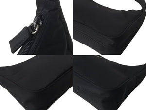 PRADA プラダ ハンドバッグ ホーボー MV515 トライアングルロゴ ブラック ナイロン シルバー金具 美品 中古 63601 