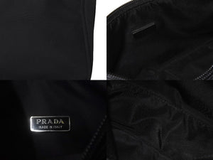 PRADA プラダ ハンドバッグ ホーボー MV515 トライアングルロゴ ブラック ナイロン シルバー金具 美品 中古 63601 