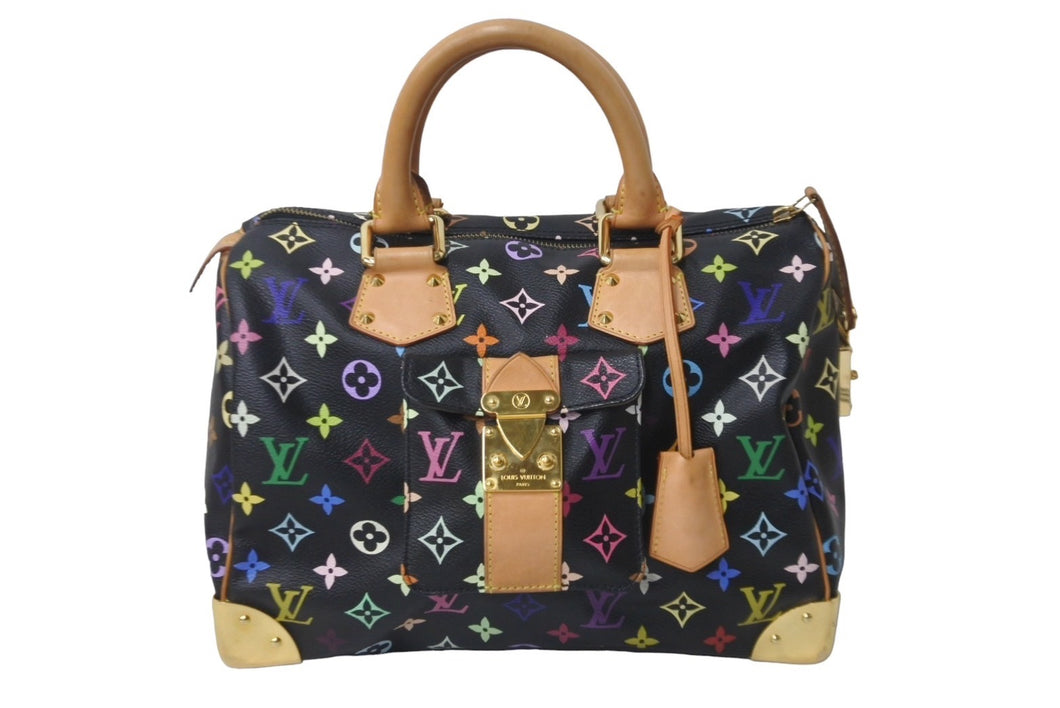 LOUIS VUITTON ルイヴィトン ハンドバッグ スピーディ 30 M92642 村上隆 マルチカラー ブラック 美品 中古 63604