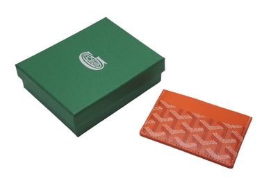 新品未使用 GOYARD ゴヤール サンルイ カードケース APM107-01 PVCコーティングキャンバス カーフスキン オレンジ 中古 63606