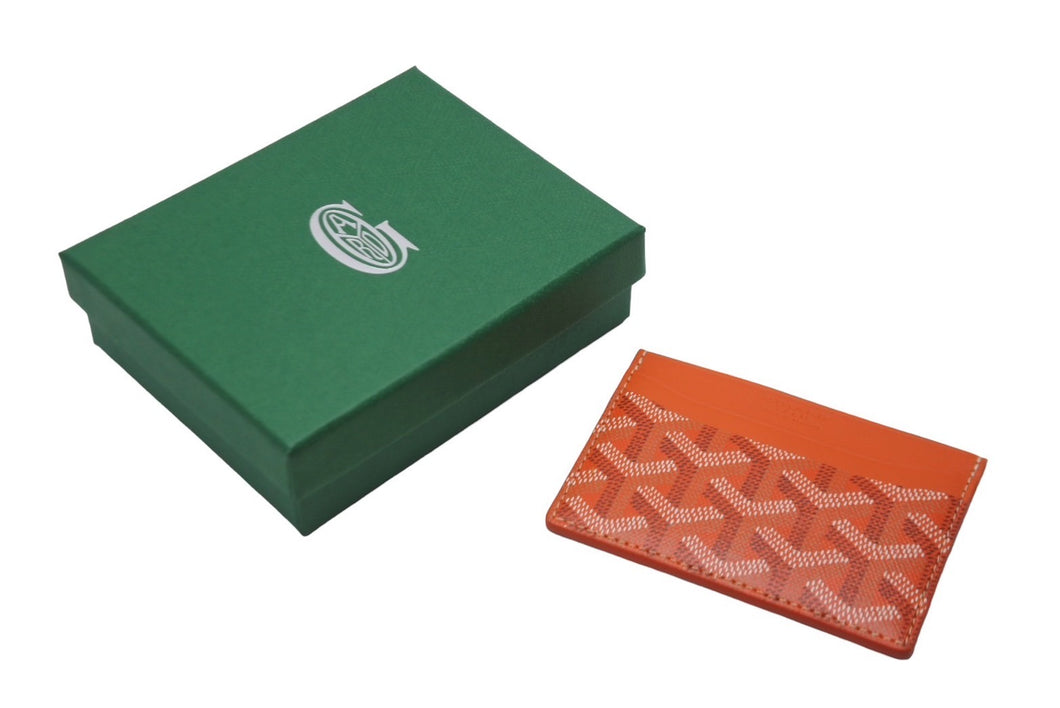 新品未使用 GOYARD ゴヤール サンルイ カードケース APM107-01 PVCコーティングキャンバス カーフスキン オレンジ 中古 63606