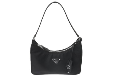 新品未使用品 PRADA プラダ Re-Edition 2005 Re-Nylon ホーボー ハンドバッグ 1NE204 ファブリック レザー ブラック 中古 63615