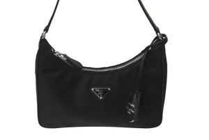 新品未使用品 PRADA プラダ Re-Edition 2005 Re-Nylon ホーボー ハンドバッグ 1NE204 ファブリック レザー ブラック 中古 63615