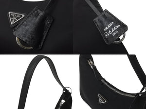 新品未使用品 PRADA プラダ Re-Edition 2005 Re-Nylon ホーボー ハンドバッグ 1NE204 ファブリック レザー ブラック 中古 63615