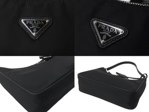新品未使用品 PRADA プラダ Re-Edition 2005 Re-Nylon ホーボー ハンドバッグ 1NE204 ファブリック レザー ブラック 中古 63615