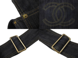 CHANEL シャネル ショルダーバッグ スパークリングデニム 10番台 ココマーク ネイビー A31987 ゴールド金具 美品 中古 63616