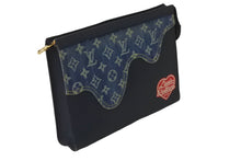Load image into Gallery viewer, LOUIS VUITTON ルイヴィトン ポシェットヴォワヤージュ MM クラッチバッグ M45961 NIGO モノグラム ドリップデニム 美品 中古 63623