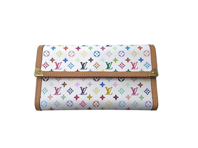 LOUIS VUITTON ルイ ヴィトン 長財布 M92659 モノグラムマルチカラー ポルトトレゾール インターナショナル ホワイト 美品 中古 63636