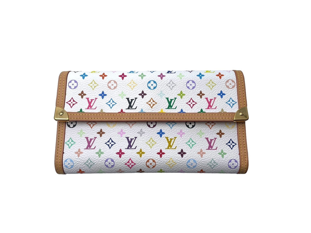 LOUIS VUITTON ルイ ヴィトン 長財布 M92659 モノグラムマルチカラー ポルトトレゾール インターナショナル ホワイト 美品 中古 63636