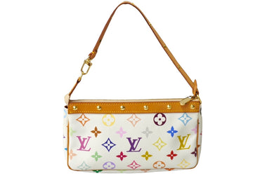 極美品 LOUIS VUITTON ルイヴィトン 村上隆 ホワイト ポシェットアクセソワール マルチカラー M92649 中古 63638