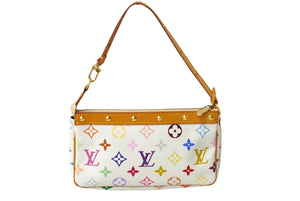 極美品 LOUIS VUITTON ルイヴィトン 村上隆 ホワイト ポシェットアクセソワール マルチカラー M92649 中古 63638