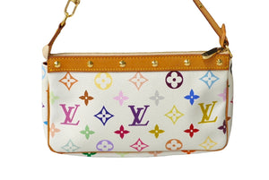 極美品 LOUIS VUITTON ルイヴィトン 村上隆 ホワイト ポシェットアクセソワール マルチカラー M92649 中古 63638