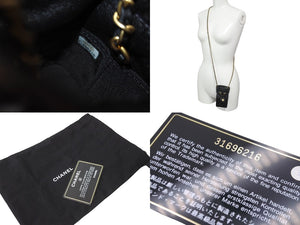 新品同様 CHANEL シャネル ミニ巾着ショルダーバッグ ミニバッグ ブラック 31番台 ラムスキン ゴールド金具 中古 63640