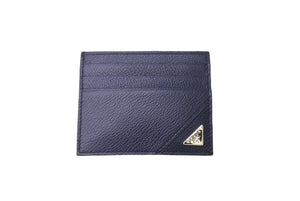 極美品 PRADA プラダ レザー カードケース ネイビー 2MC223 トライアングル 紺色 名刺入れ 中古 63644 