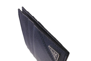 極美品 PRADA プラダ レザー カードケース ネイビー 2MC223 トライアングル 紺色 名刺入れ 中古 63644 