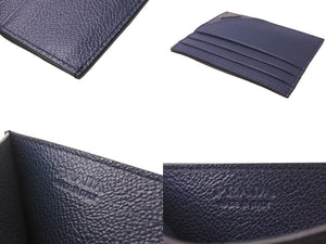 極美品 PRADA プラダ レザー カードケース ネイビー 2MC223 トライアングル 紺色 名刺入れ 中古 63644 
