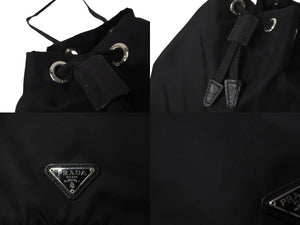 PRADA プラダ 巾着ポーチ トライアングルロゴ テスート ナイロン ブラック 1NA369 美品 中古 63646 