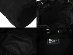 PRADA プラダ 巾着ポーチ トライアングルロゴ テスート ナイロン ブラック 1NA369 美品 中古 63646 