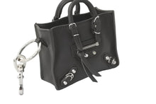 Load image into Gallery viewer, 極美品 BALENCIAGA バレンシアガ ミニ シティ キーホルダーブラック系 293333 レザー チャーム 小物 中古 63647