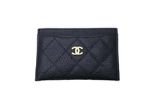 Load image into Gallery viewer, CHANEL シャネル ココマーク カードケース 16番台 キャビアスキン ブラック ゴールド金具 美品 中古 63680