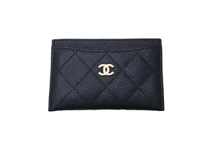 CHANEL シャネル ココマーク カードケース 16番台 キャビアスキン ブラック ゴールド金具 美品 中古 63680