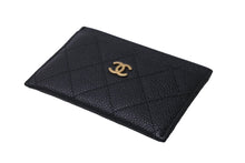 Load image into Gallery viewer, CHANEL シャネル ココマーク カードケース 16番台 キャビアスキン ブラック ゴールド金具 美品 中古 63680