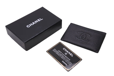 極美品 CHANEL シャネル ココマーク カードケース 16番台 キャビアスキン ブラック 中古 63681