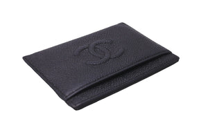極美品 CHANEL シャネル ココマーク カードケース 16番台 キャビアスキン ブラック 中古 63681