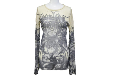 Jean Paul GAULTIER HOMME ジャンポール ゴルチェ オムカットソー ヴィンテージ総柄シアー 560-5。 CKK.JG. 美品 中古 63688 