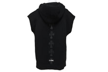 Load image into Gallery viewer, CHROME HEARTS クロムハーツ ニットベスト クロスパッチ カシミヤ フード ノースリーブ JVP シルバー925 サイズSM 美品 中古 63690