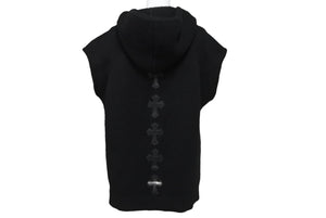 CHROME HEARTS クロムハーツ ニットベスト クロスパッチ カシミヤ フード ノースリーブ JVP シルバー925 サイズSM 美品 中古 63690