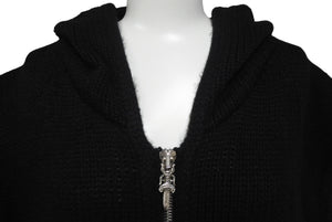 CHROME HEARTS クロムハーツ ニットベスト クロスパッチ カシミヤ フード ノースリーブ JVP シルバー925 サイズSM 美品 中古 63690