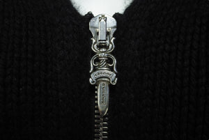 CHROME HEARTS クロムハーツ ニットベスト クロスパッチ カシミヤ フード ノースリーブ JVP シルバー925 サイズSM 美品 中古 63690