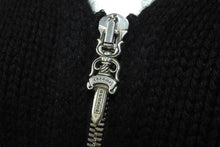 Load image into Gallery viewer, CHROME HEARTS クロムハーツ ニットベスト クロスパッチ カシミヤ フード ノースリーブ JVP シルバー925 サイズSM 美品 中古 63690