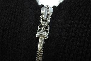 CHROME HEARTS クロムハーツ ニットベスト クロスパッチ カシミヤ フード ノースリーブ JVP シルバー925 サイズSM 美品 中古 63690