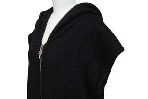 CHROME HEARTS クロムハーツ ニットベスト クロスパッチ カシミヤ フード ノースリーブ JVP シルバー925 サイズSM 美品 中古 63690