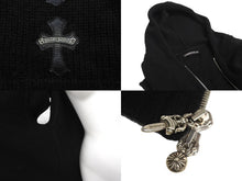 Load image into Gallery viewer, CHROME HEARTS クロムハーツ ニットベスト クロスパッチ カシミヤ フード ノースリーブ JVP シルバー925 サイズSM 美品 中古 63690