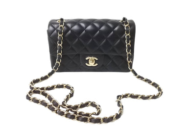 極美品 CHANEL シャネル 横長 20cm ショルダーバッグ ランダム番台 ミニマトラッセショルダーチェーン ブラック ラムスキン 中古 63710